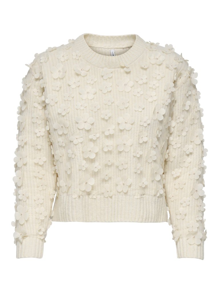 Birch Pulls - Onlhua Life Ls Flower Detail O-Neck Knit van Only