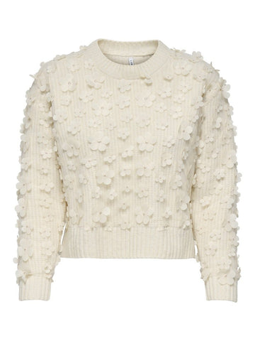 Birch Pulls - Onlhua Life Ls Flower Detail O-Neck Knit van Only