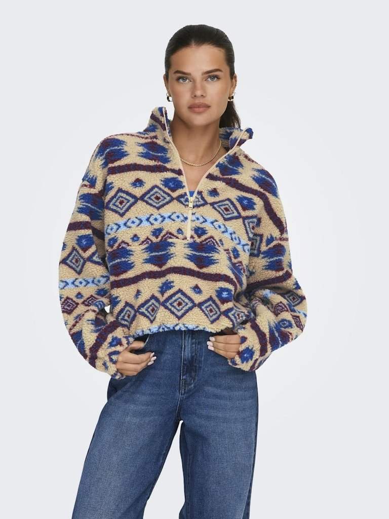 Pulls Onljanne Aztec Teddy L/S Halfzip Sweat van Only