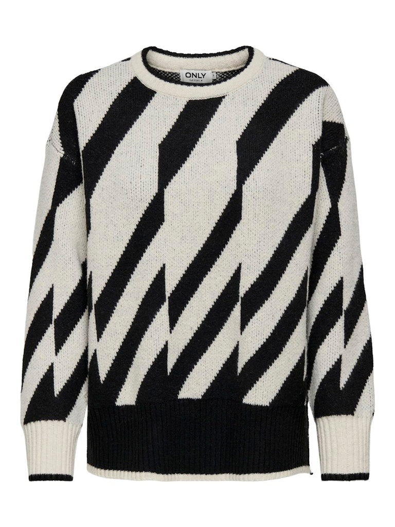 Black Birch Pulls - Onljude Ls O-Neck Jacquard Knit van Only