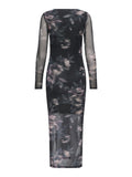 Jurken - Onlkaya Life Ls Midi Mesh Dress van Only