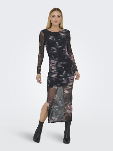 Jurken - Onlkaya Life Ls Midi Mesh Dress van Only