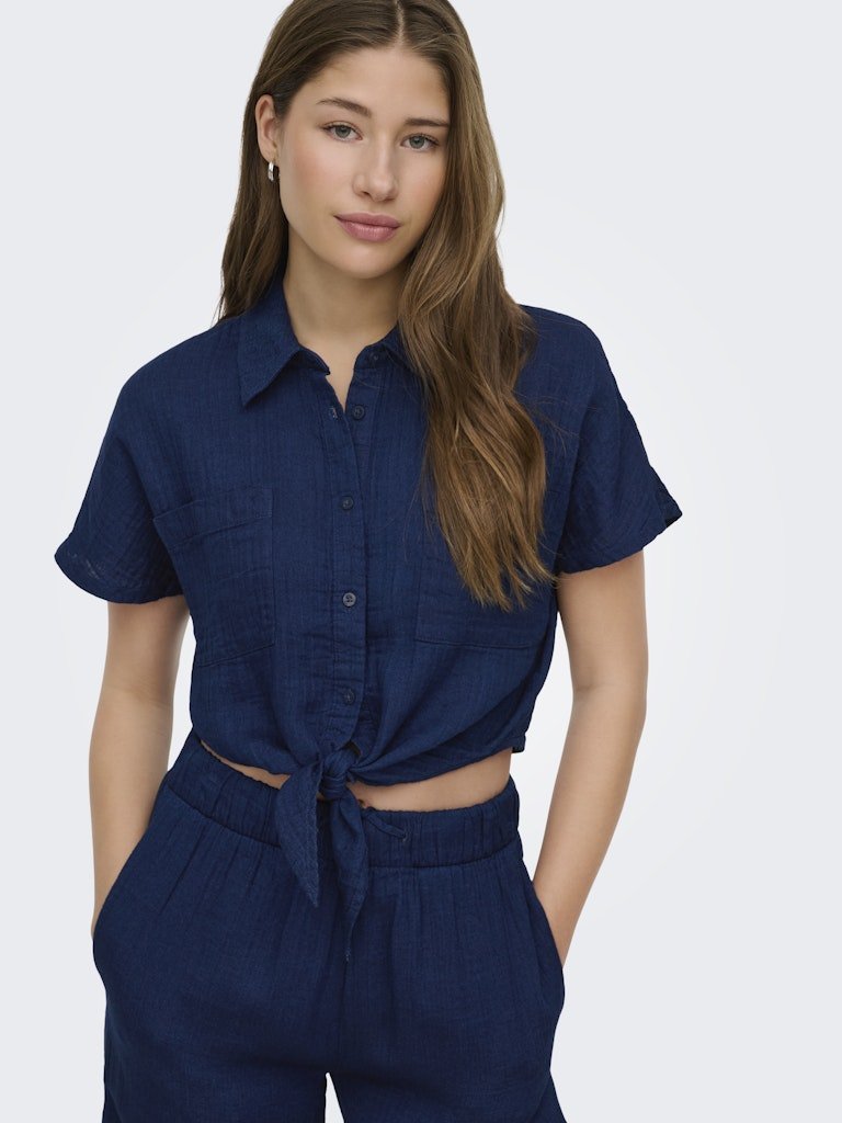 Onlleoni Seersucker Cap Knot Shirt van Only – Shirts voor dames | Meisjes Brugge