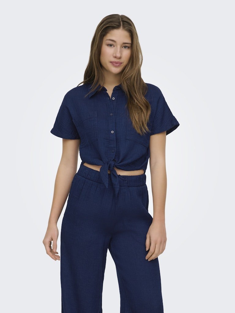 Onlleoni Seersucker Cap Knot Shirt van Only – Shirts voor dames | Meisjes Brugge