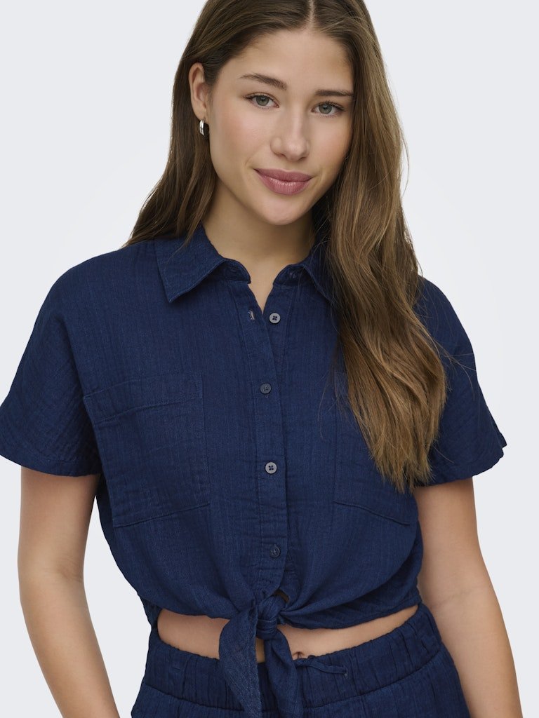 Onlleoni Seersucker Cap Knot Shirt van Only – Shirts voor dames | Meisjes Brugge