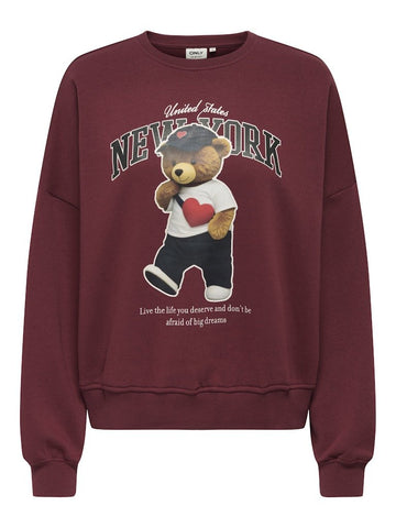 Cabernet Sweaters - Onllinda L/S Bear O-Neck Sweat van Only