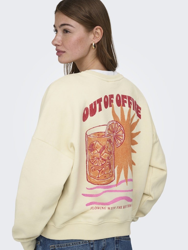 Ecru Out of office Sweaters - Onlliny L/S O-Neck Print Sweater van Only