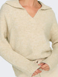 Birch Melange Pulls - Onlmaggie Life Ls Split Neck Knit van Only