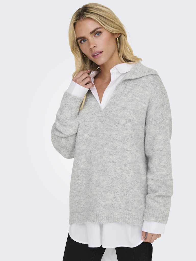 Pulls - Onlmaggie Life Ls Split Neck Knit van Only