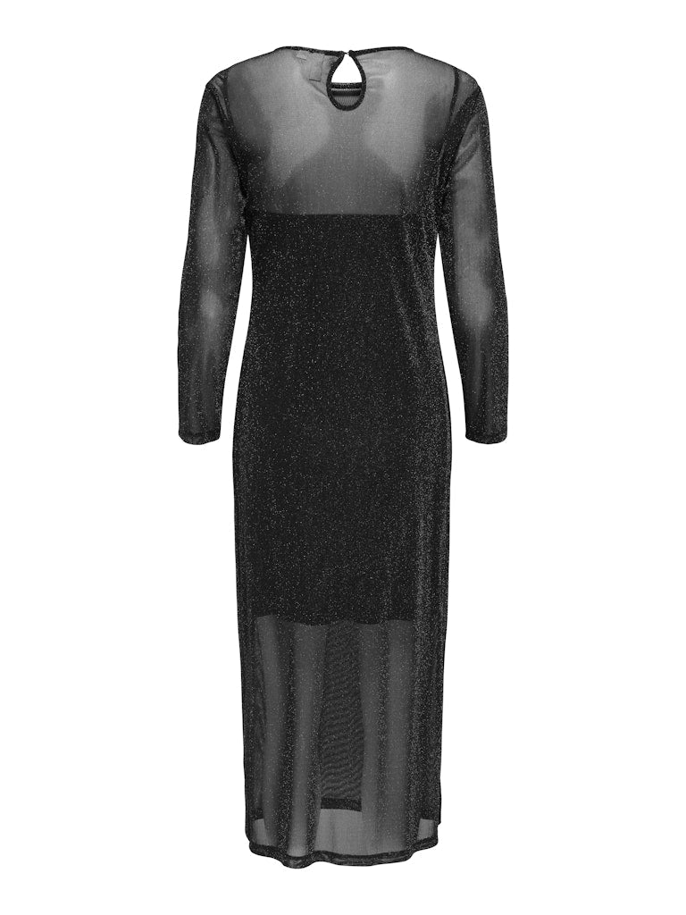 Black Jurken - Onlmella L/S Long Glit Dress van Only