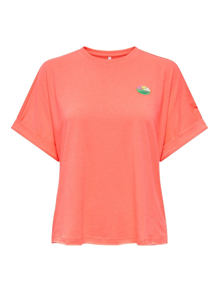 Fiery coral-Only badge Tops - Onlminna S/S Top van Only