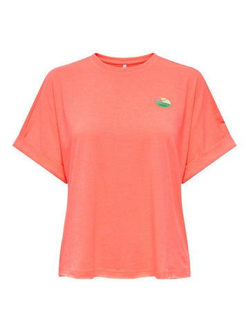 Fiery coral-Only badge Tops - Onlminna S/S Top van Only
