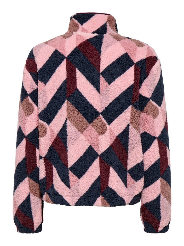 Onlnew Dallas L/S Highneck Zip Sweat Noos - Graphic pink van Only – Sweaters voor dames | Meisjes Brugge