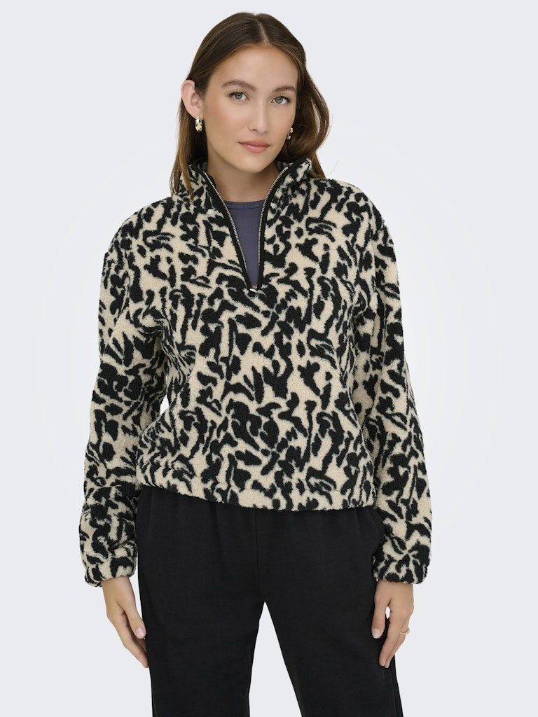 Birch Aztec dark grey Sweaters - Onlnew Dallas L/S Highneck Zip Sweat Noos van Only