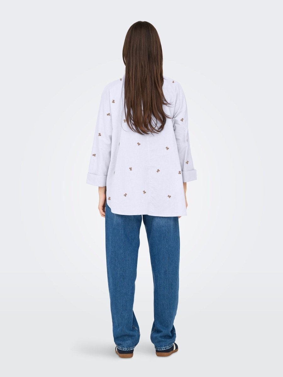 Bright white-LIGHT TEDDY Shirts - Onlnew Lina Grace Ls Emb Shirt Noos van Only