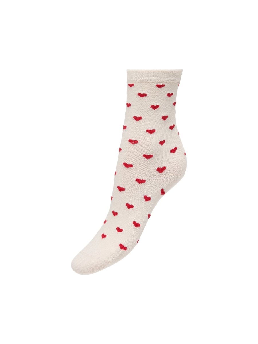 Birch-RED HEARTS ONE SIZE Sokken - Onlnicole Pattern Socks Noos van Only