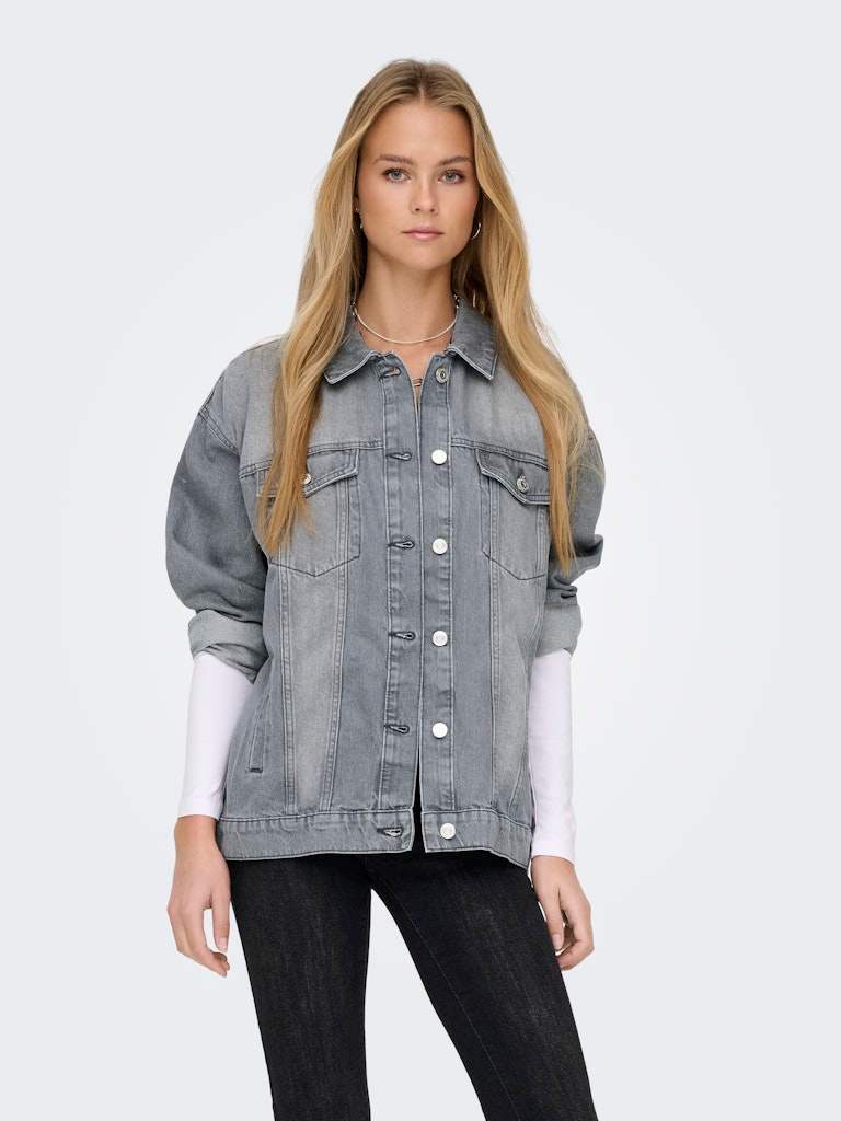 Onlocean L/S Oversize Jacket Grey Denim - koop Jassen van Only bij Meisjes Brugge