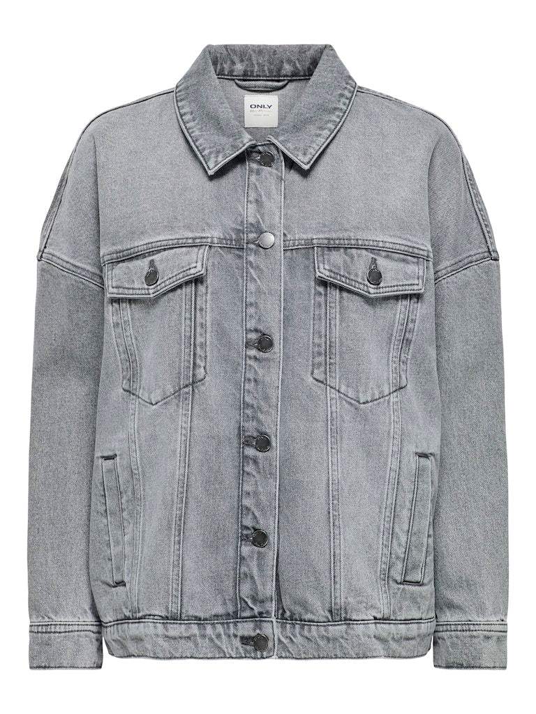 Onlocean L/S Oversize Jacket Grey Denim - koop Jassen van Only bij Meisjes Brugge