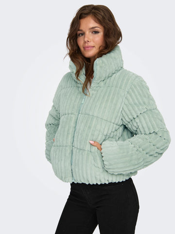 Aqua Gray Jassen - Onlpaulina Corduroy Puffer van Only