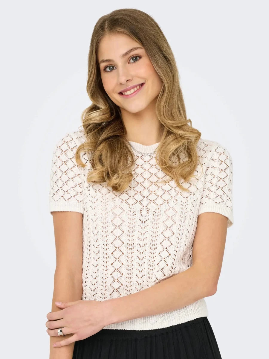 Onlsaga Life Ss O-Neck Knit van Only – Pulls voor dames | Meisjes Brugge