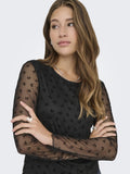 Black Tops - Onlsiena Mesh Flock L/S Top van Only