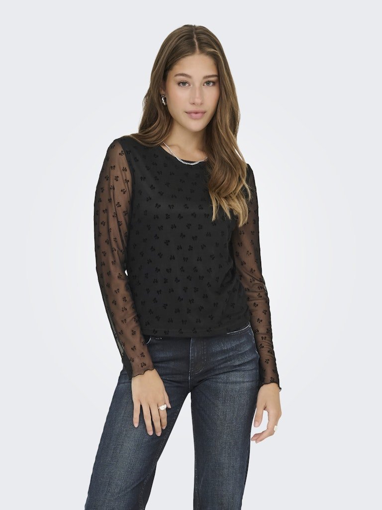 Tops - Onlsiena Mesh Flock L/S Top van Only