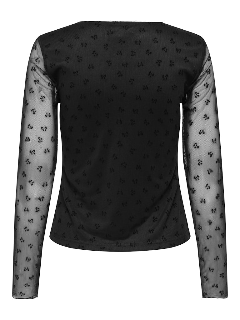 Tops - Onlsiena Mesh Flock L/S Top van Only