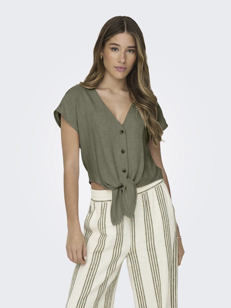 Onlsiesta Ss Knot Linen Bl Shirt Noos van Only – Shirts voor dames | Meisjes Brugge