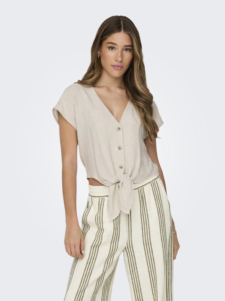 Onlsiesta Ss Knot Linen Bl Shirt Noos - koop Shirts van Only bij Meisjes Brugge