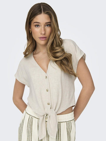 Onlsiesta Ss Knot Linen Bl Shirt Noos van Only – Shirts voor dames | Meisjes Brugge