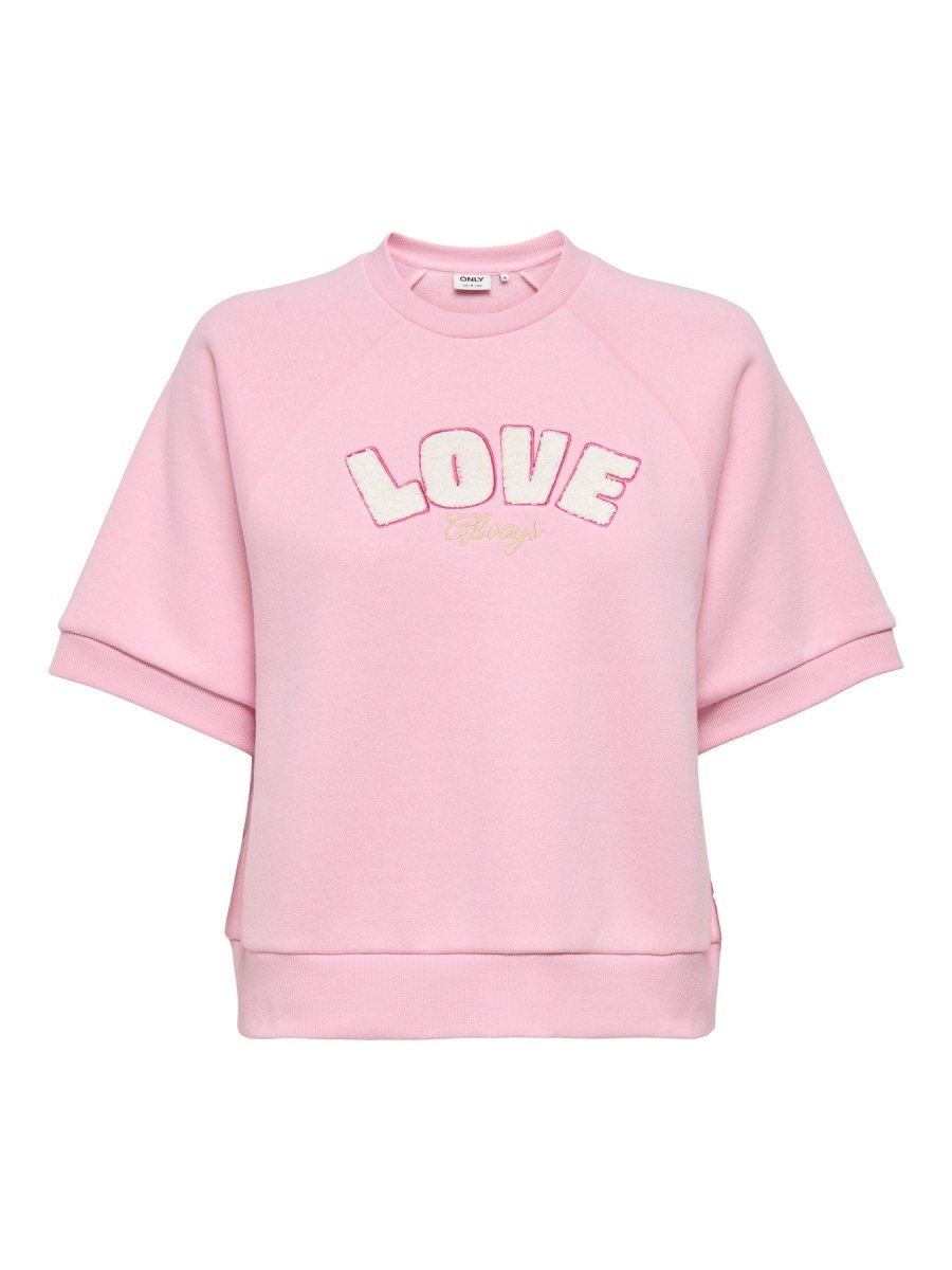 Romance rose-Love Sweaters - Onlsina S/S O-Neck Terry Emb Sweat Top van Only
