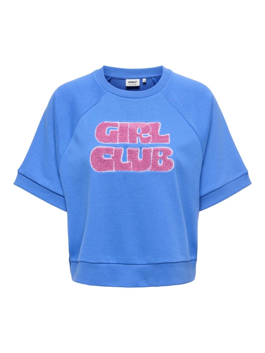 Onlsina S/S O-Neck Terry Emb Sweat Top van Only – Sweaters voor dames | Meisjes Brugge