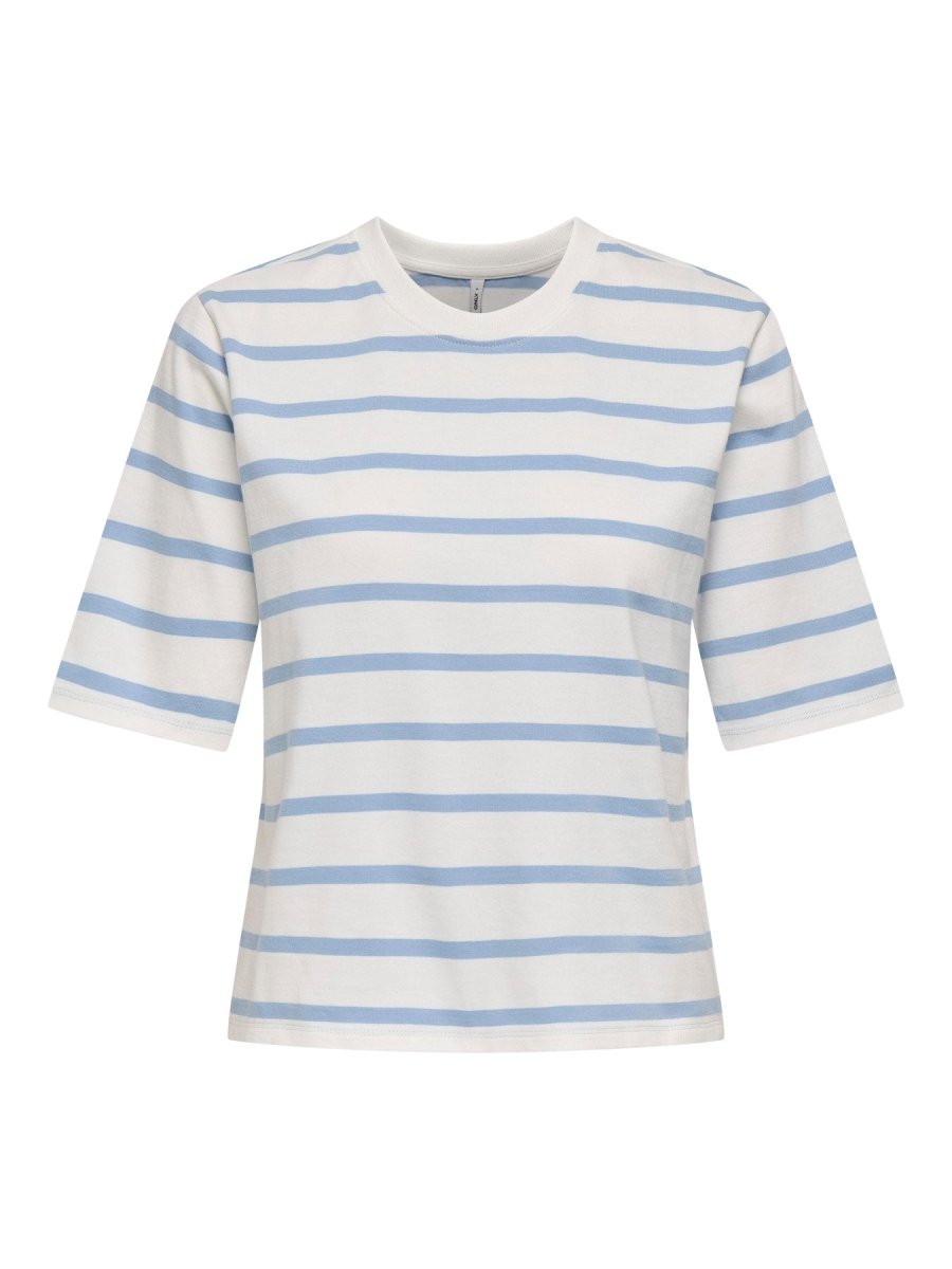 Cloud dancer-Soft chambray (soli) Tops - Onlsoph S/S Stripe Top van Only