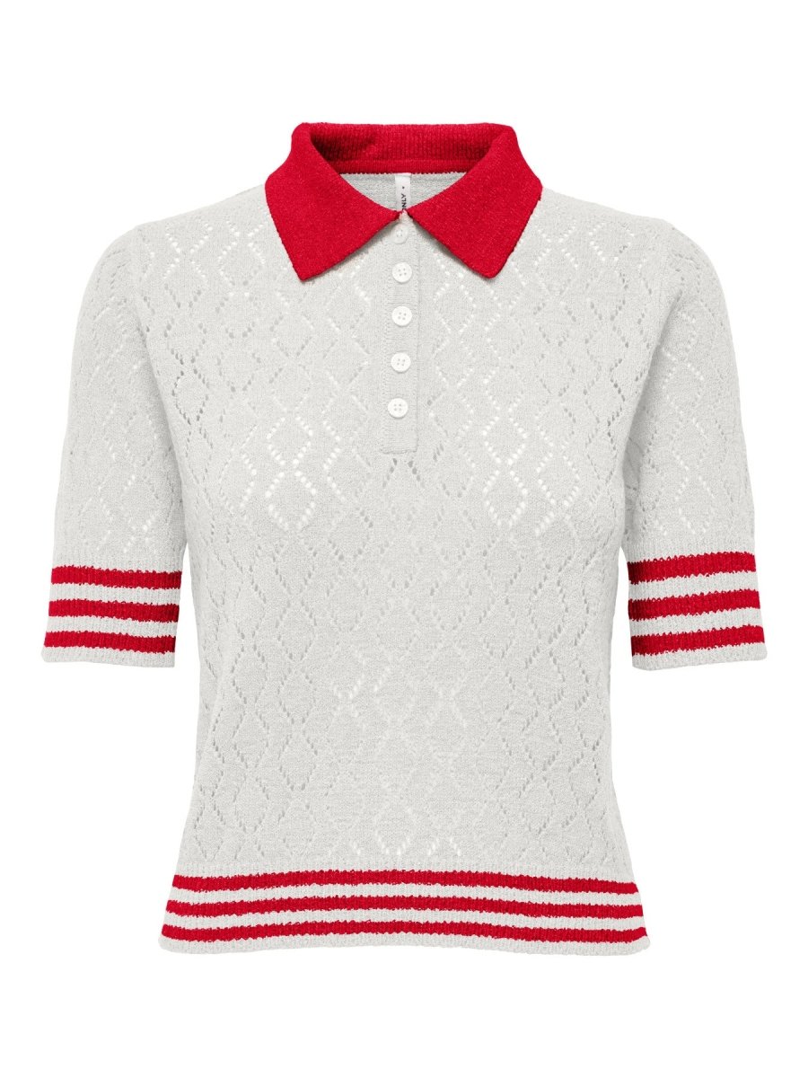 Onlsunny Ss Pointelle Polo Knit van Only – Tops voor dames | Meisjes Brugge