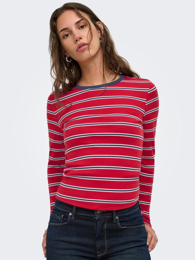 Onlval L/S O-Neck Stripe Top van Only – Tops voor dames | Meisjes Brugge