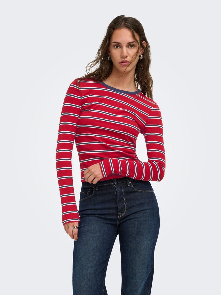 Onlval L/S O-Neck Stripe Top van Only – Tops voor dames | Meisjes Brugge