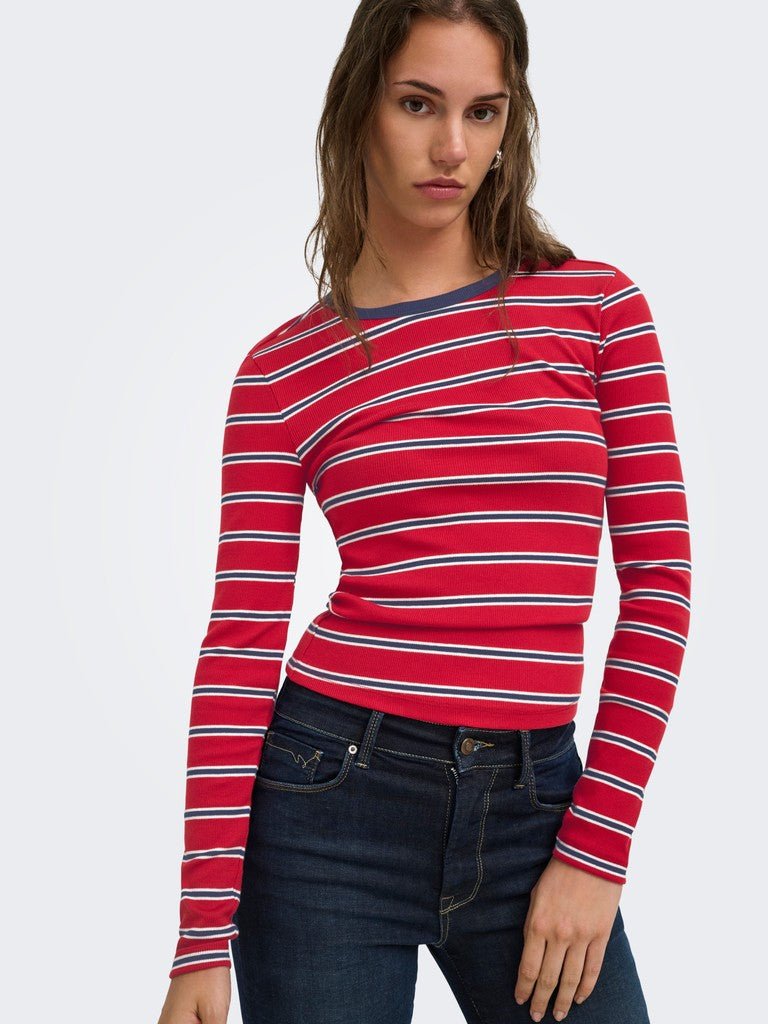 Onlval L/S O-Neck Stripe Top van Only – Tops voor dames | Meisjes Brugge