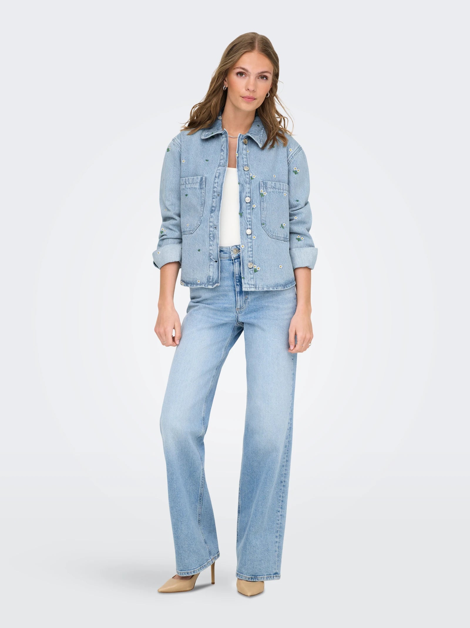 Jassen - Onlcassie Emb Ls Ovs Dnm Shirt Azg van Only