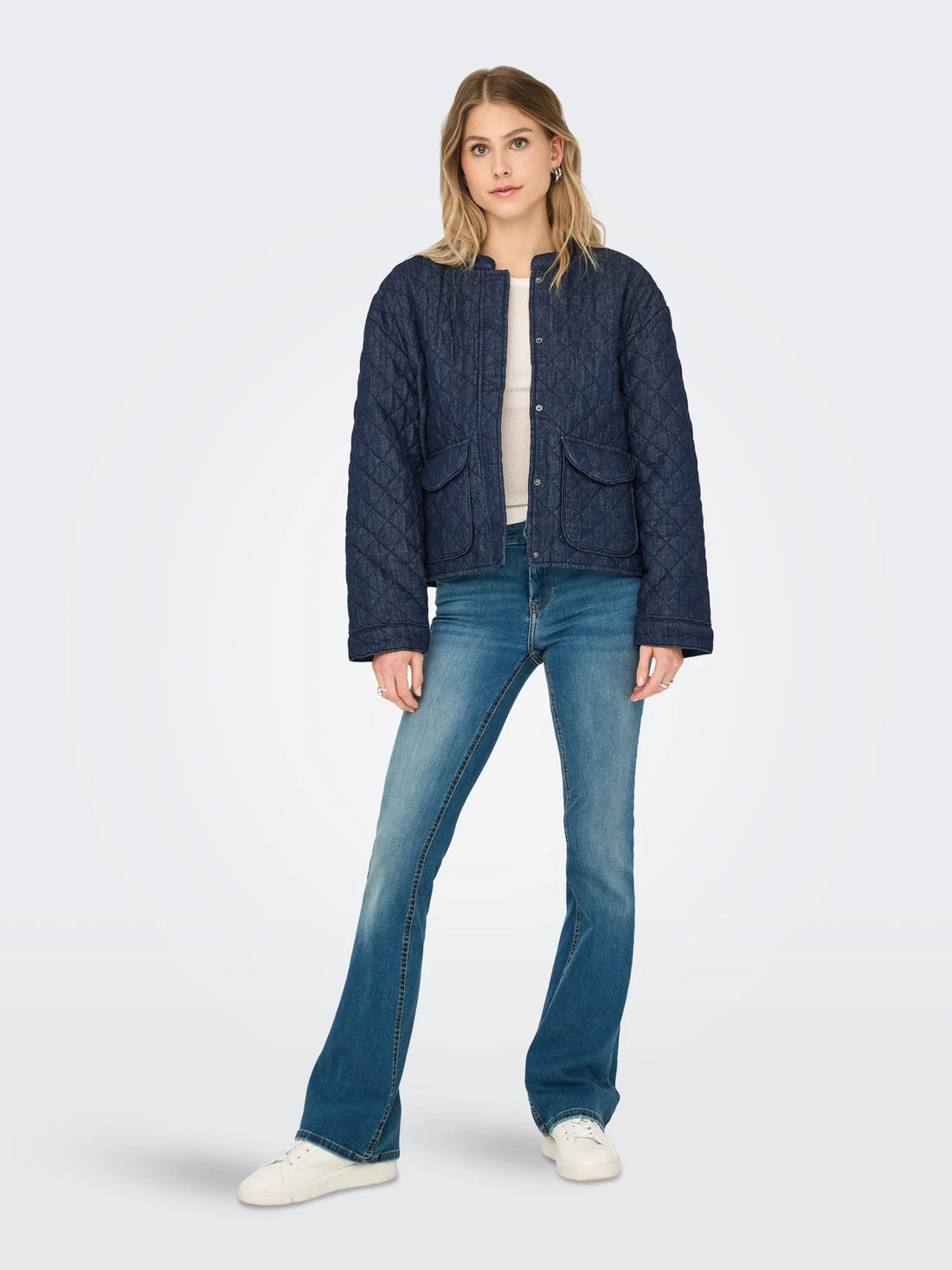 Dark blue denim Jassen - Onlhallie Quilted Denim Jacket van Only