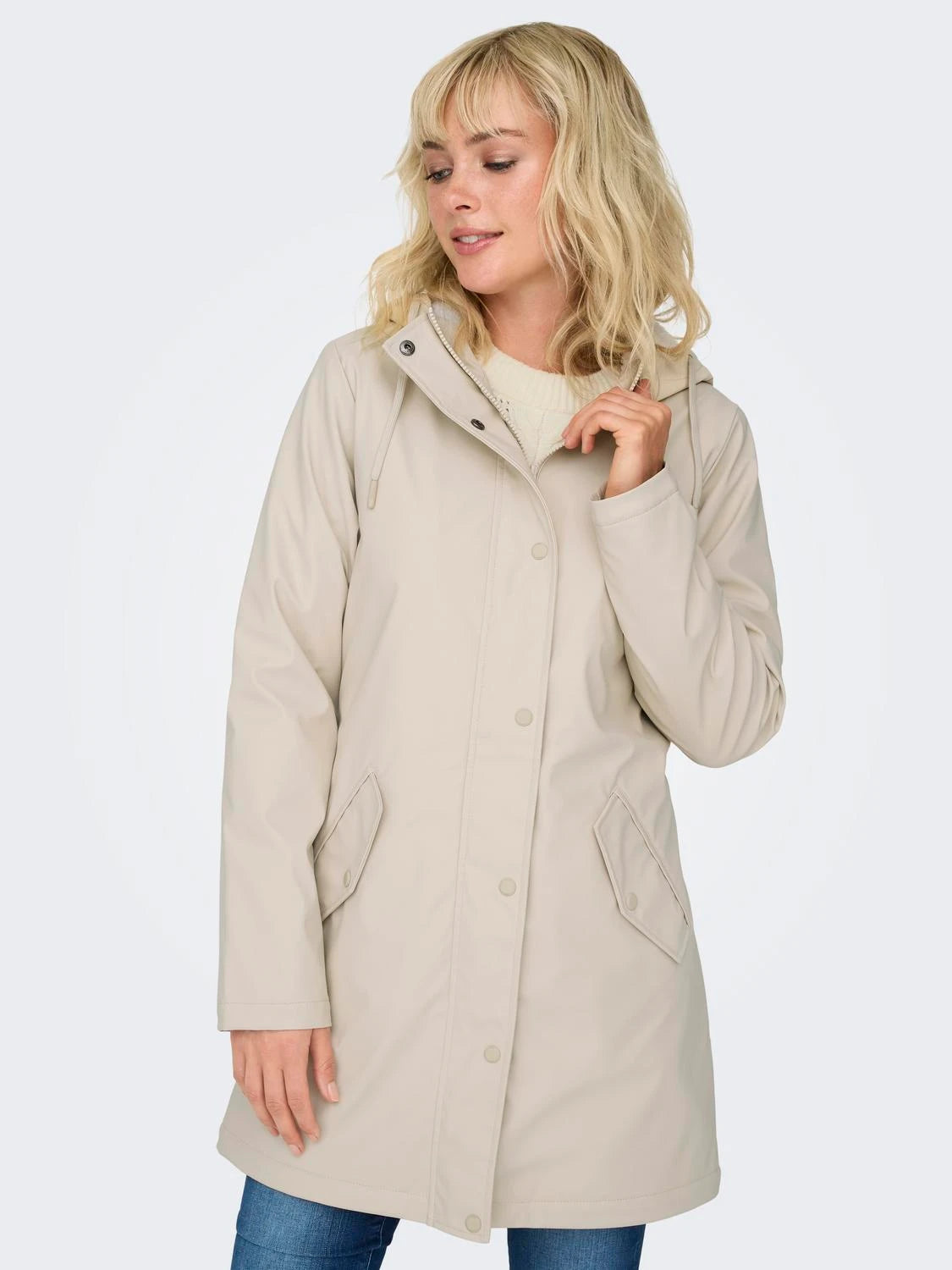 Oatmeal WHITE TEDDY Jassen - Onlsally Raincoat Noos van Only