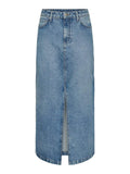 Medium Blue Denim Rokken - Pcalma Hw Long Skirt D2D van Pieces