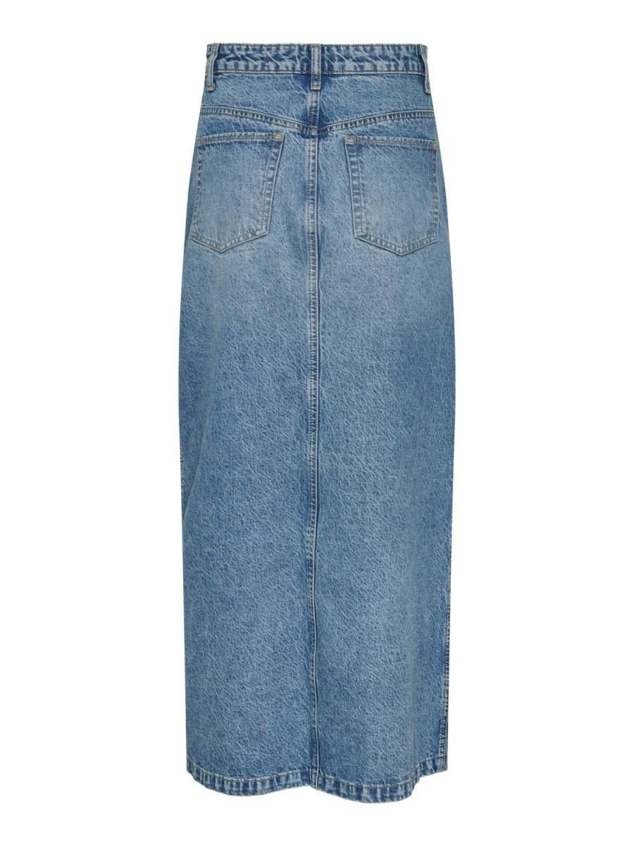 Medium Blue Denim Rokken - Pcalma Hw Long Skirt D2D van Pieces