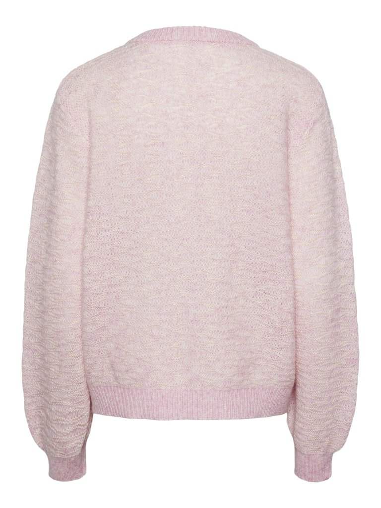 Pink Lavender Mélange Cardigans - Pcanona Ls O-Neck Knit Cardigan van Pieces