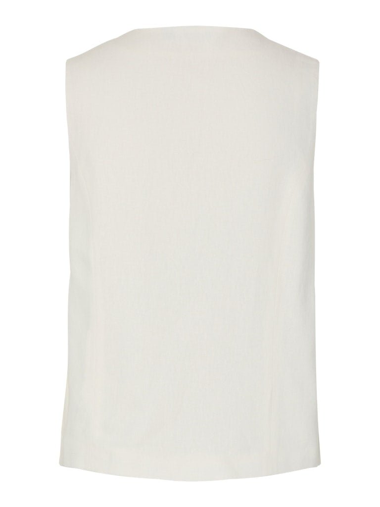 Pcawace V-Neck Linen Vest van Pieces – Tailoring voor dames | Meisjes Brugge