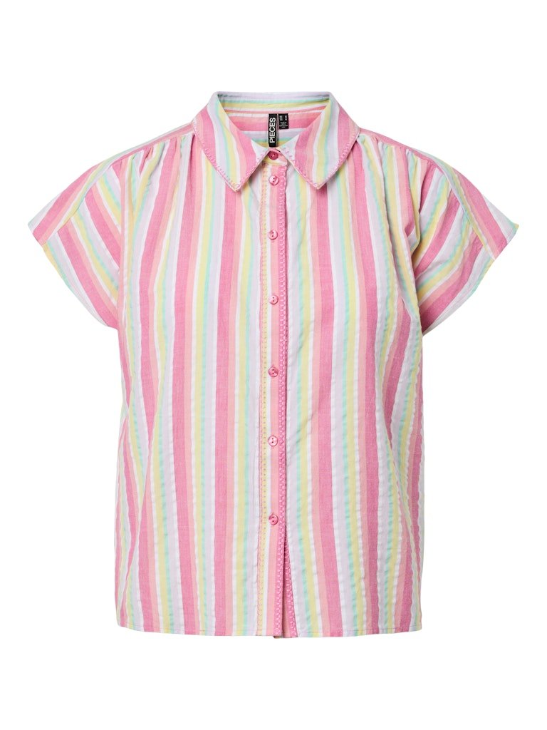 Cloud dancer-MULTI FUCHSIA PINK Shirts - Pcbatithana Ss Wvn Shirt van Pieces