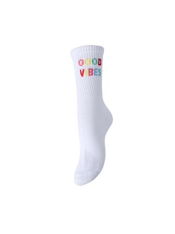 Bright white-Good Vibes ONE SIZE Sokken - Pccally Spring Socks van Pieces