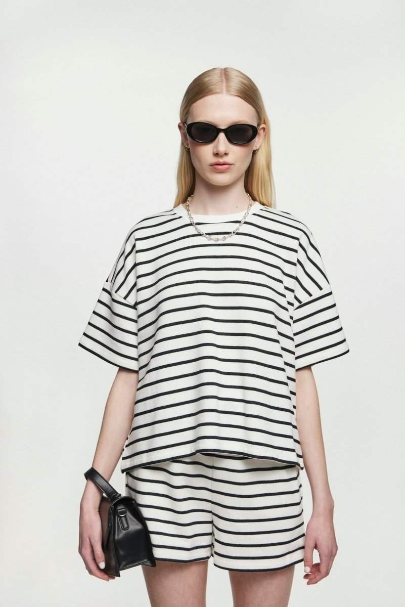 Tops - Pcchilli Summer 2/4 Sweat Stripe Noos van Pieces