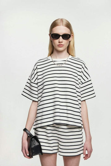 Tops - Pcchilli Summer 2/4 Sweat Stripe Noos van Pieces