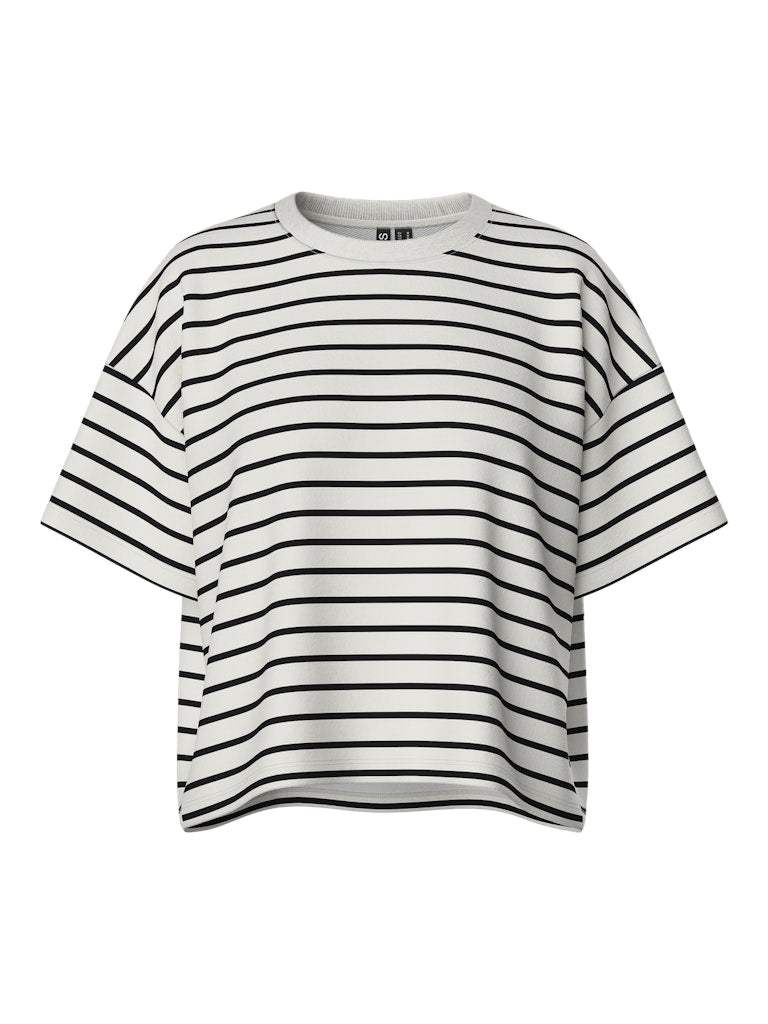 Cloud Dancer BLACK Tops - Pcchilli Summer 2/4 Sweat Stripe Noos van Pieces