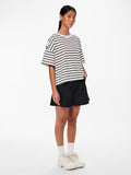 Cloud dancer-BLACK Tops - Pcchilli Summer 2/4 Sweat Stripe Noos van Pieces
